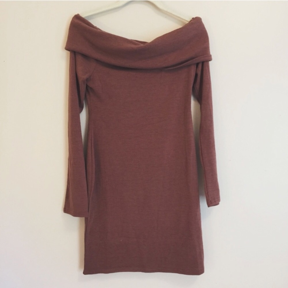 Off-the-shoulder Mauve Sweater Dress | long sleeve
